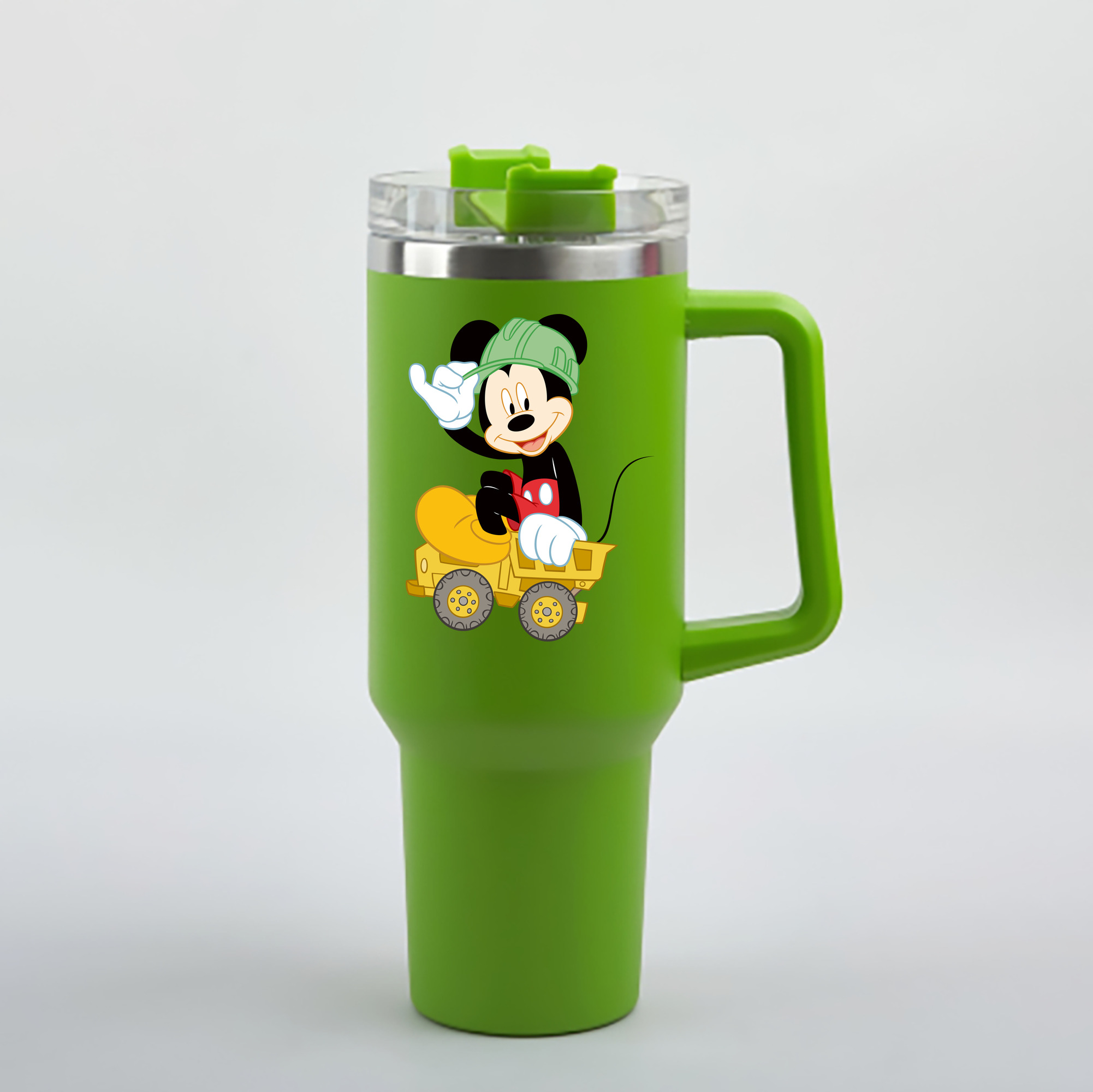 （画像用） ミッキーマウス Mickey Mouse 1200mL車用タンブラー - クリスタルステッカー（プラスチックストロー付き）